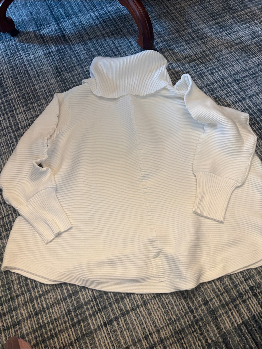 Turtleneck Ribbed Women's Sweater in White